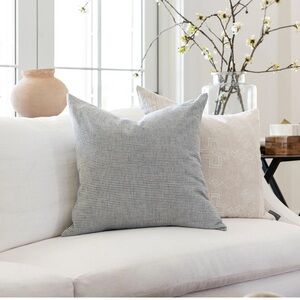 Mcgee & co neutral linen embroidered throw pillow cover 24”x24”